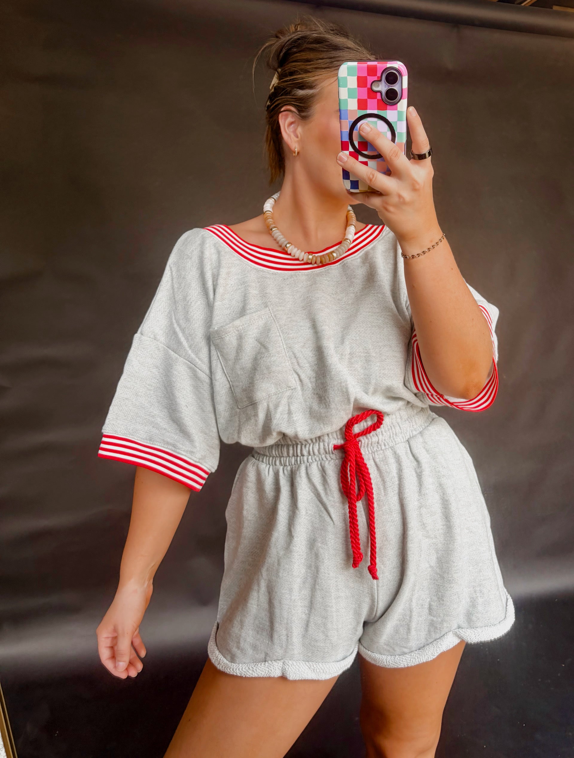 Striped Heather Grey romper