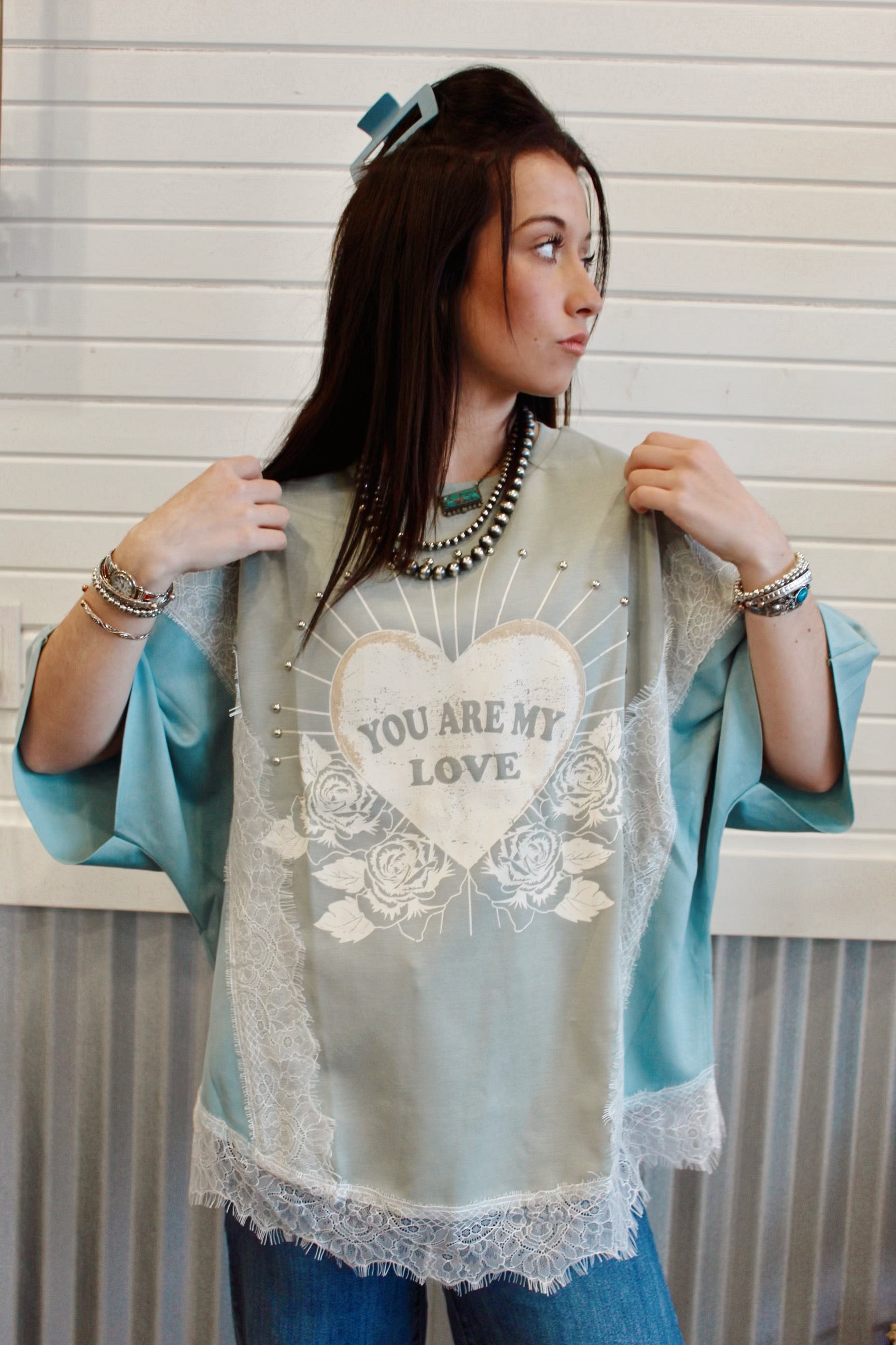 You are my love lace top oversized