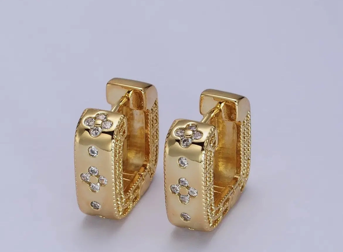 24K gold filled square Huggies hoop