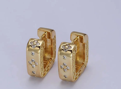 24K gold filled square Huggies hoop