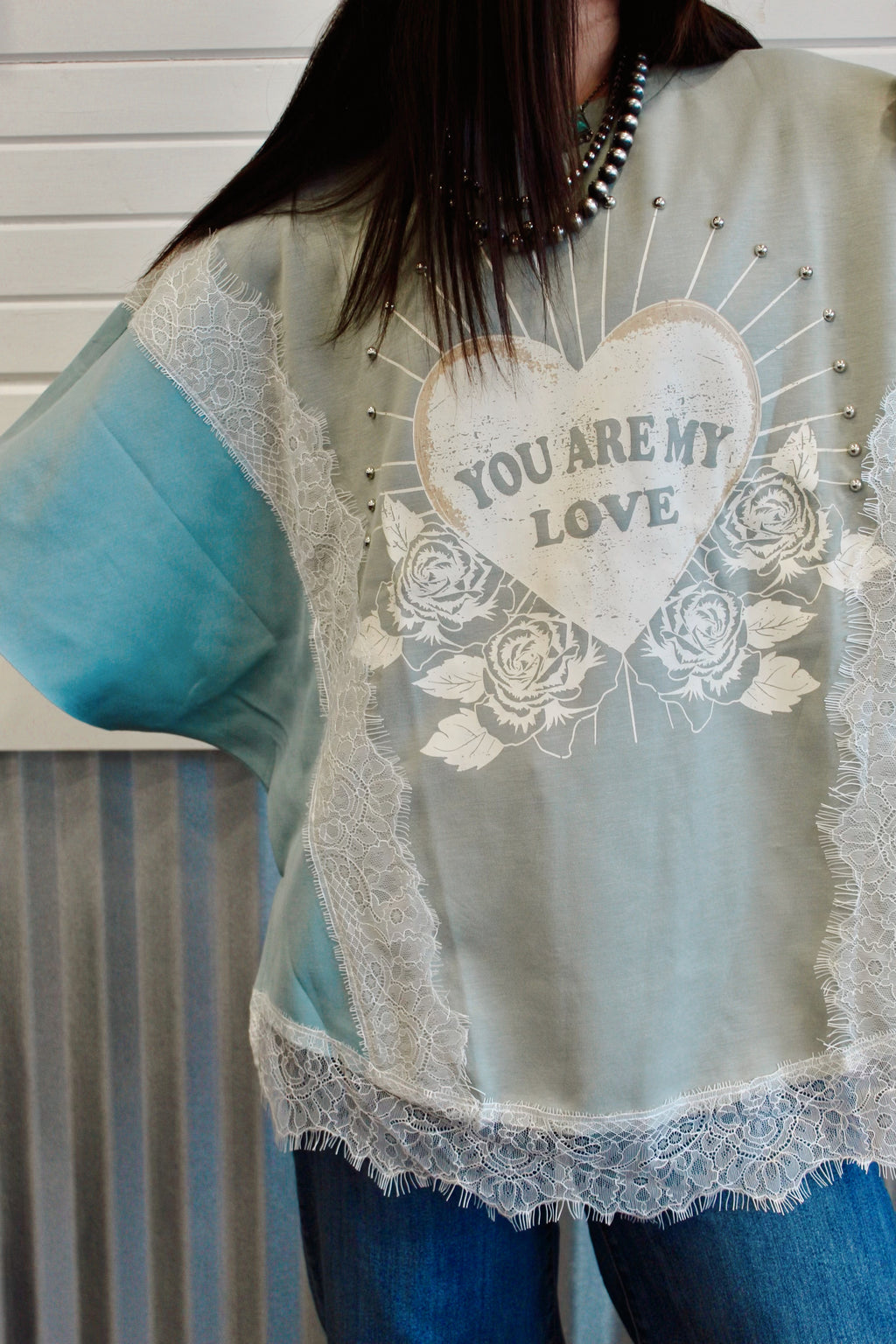 You are my love lace top oversized