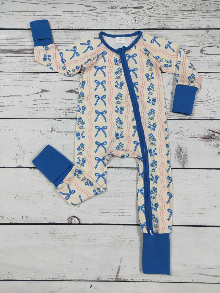 Baby Girl Floral Bow Printed Zippy Sleeper