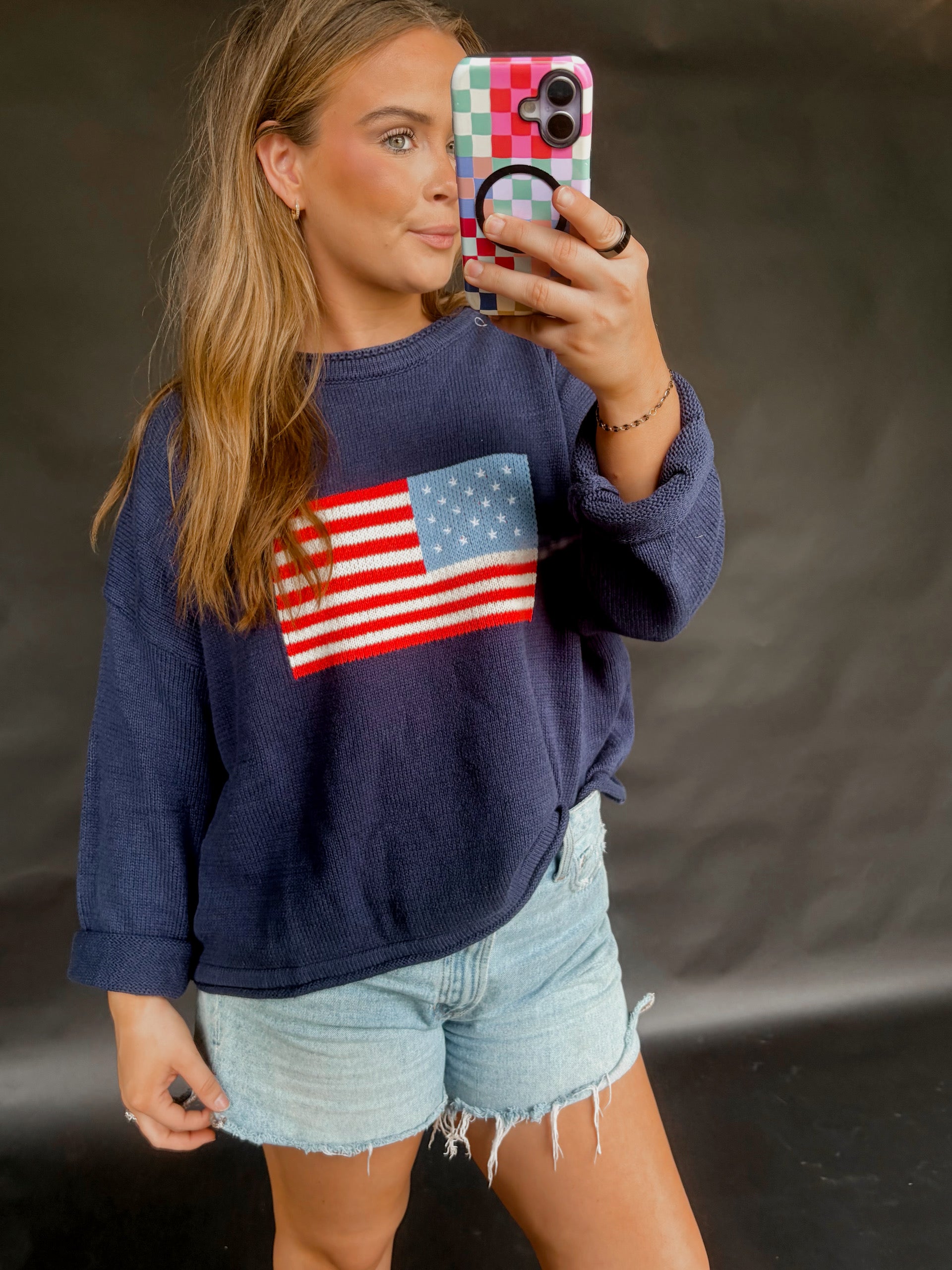 American Flag Navy Sweater