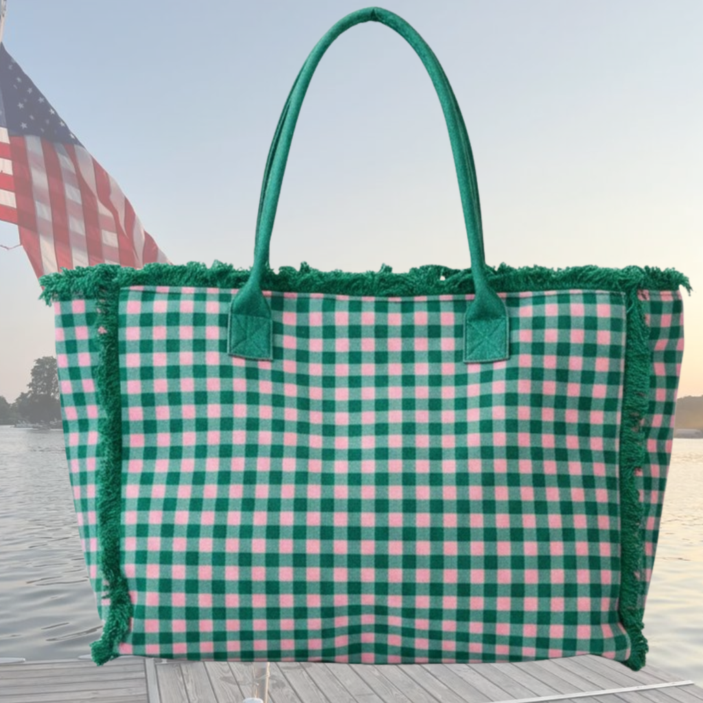 Gingham Check Terry Tote