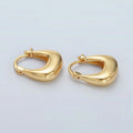 24K Gold Filled 18mm Dome Square Latch Hoop Earrings