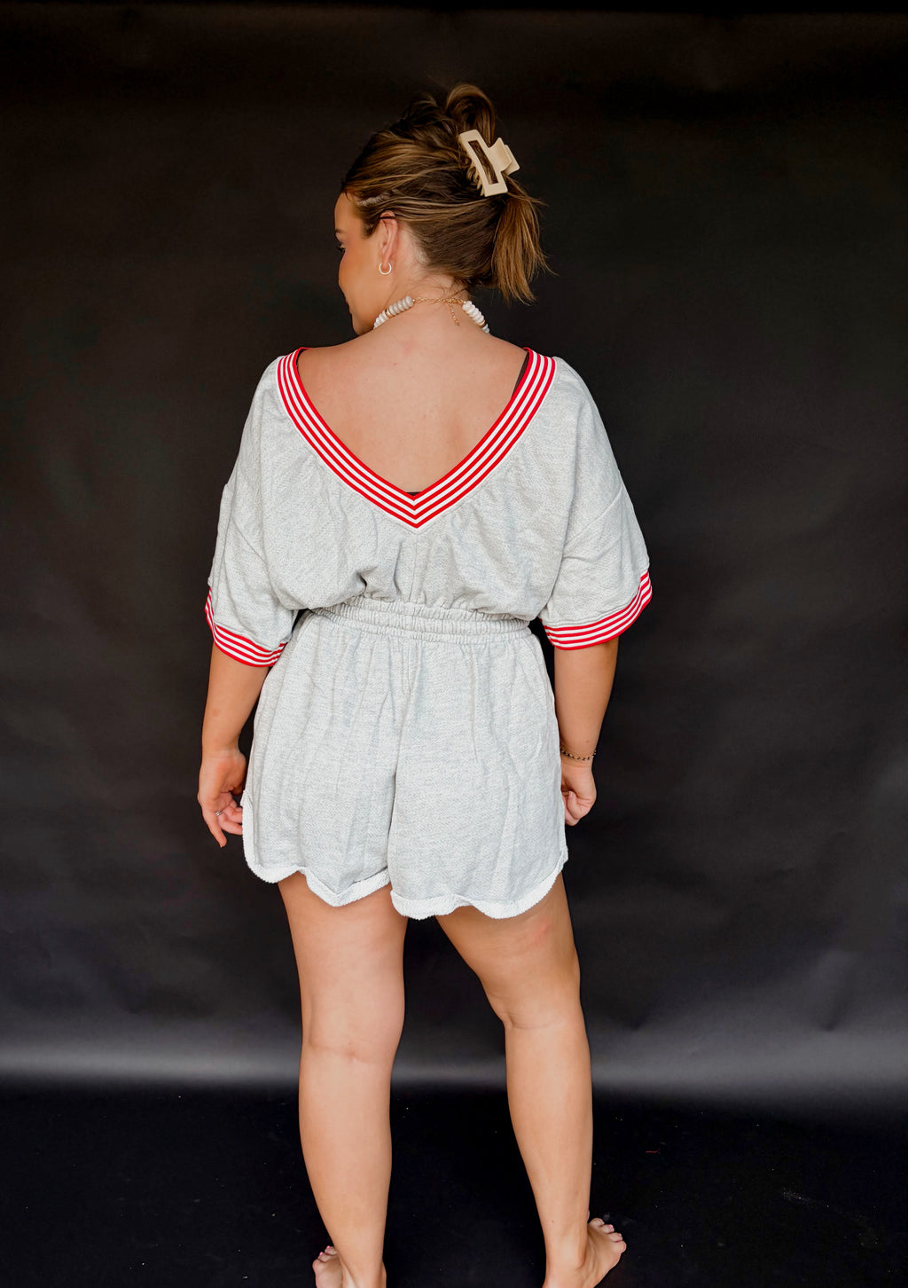 Striped Heather Grey romper