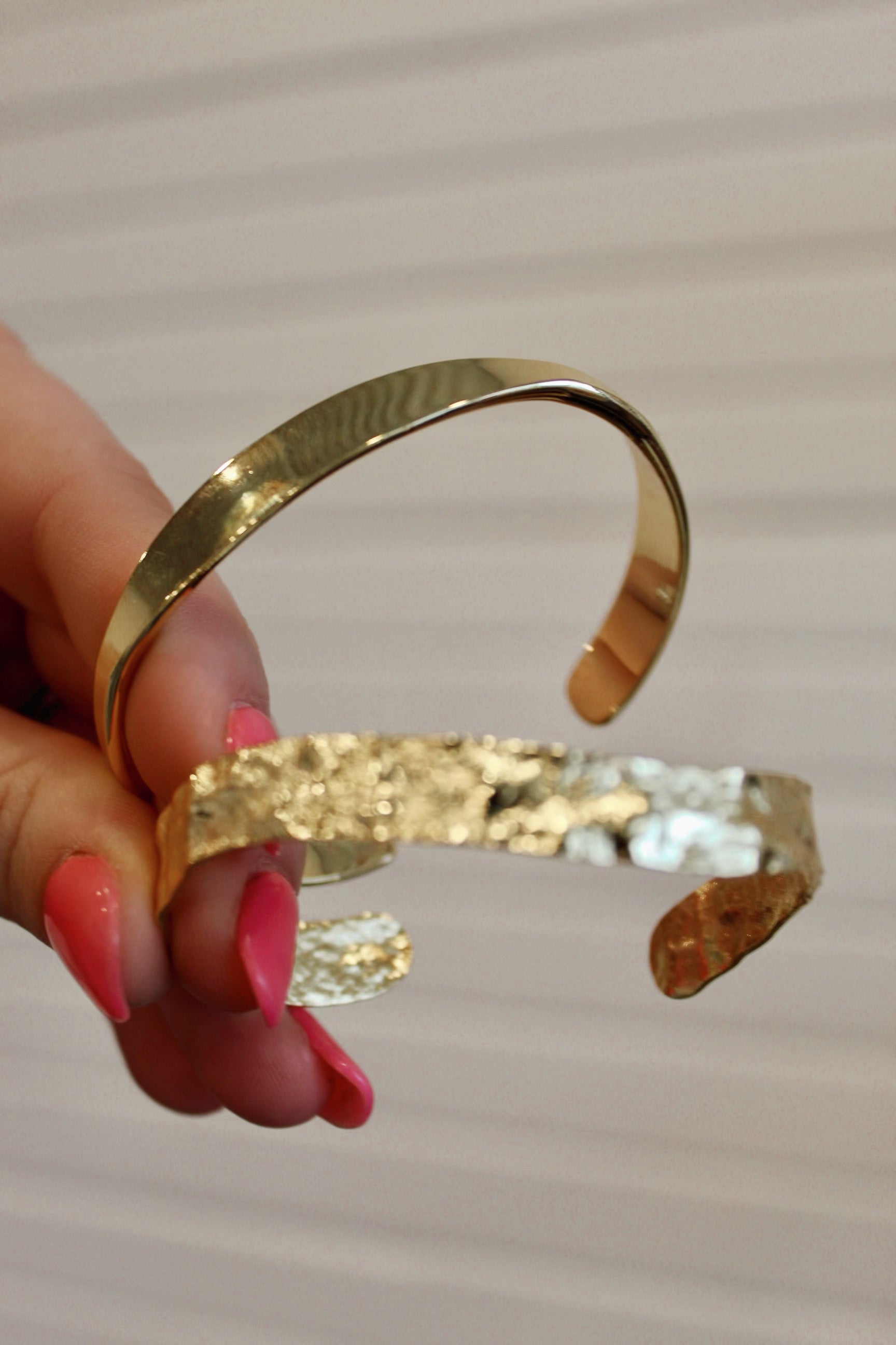 24K gold filled hammered cuff