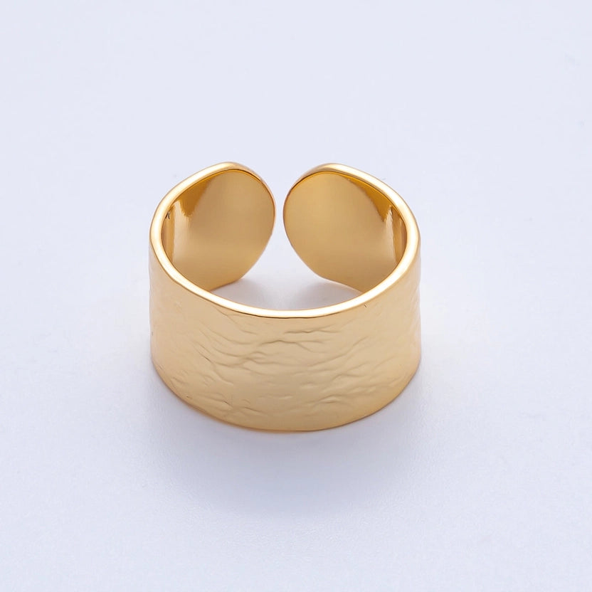 18 K Gold Filled Wide Hammered Ring