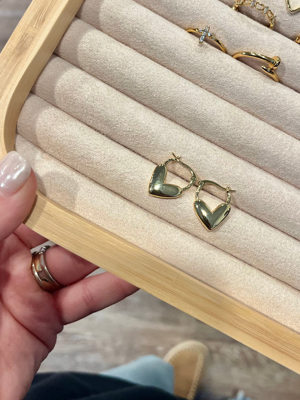 24K Gold Filled Minimal Heart Latch Hoop Earring