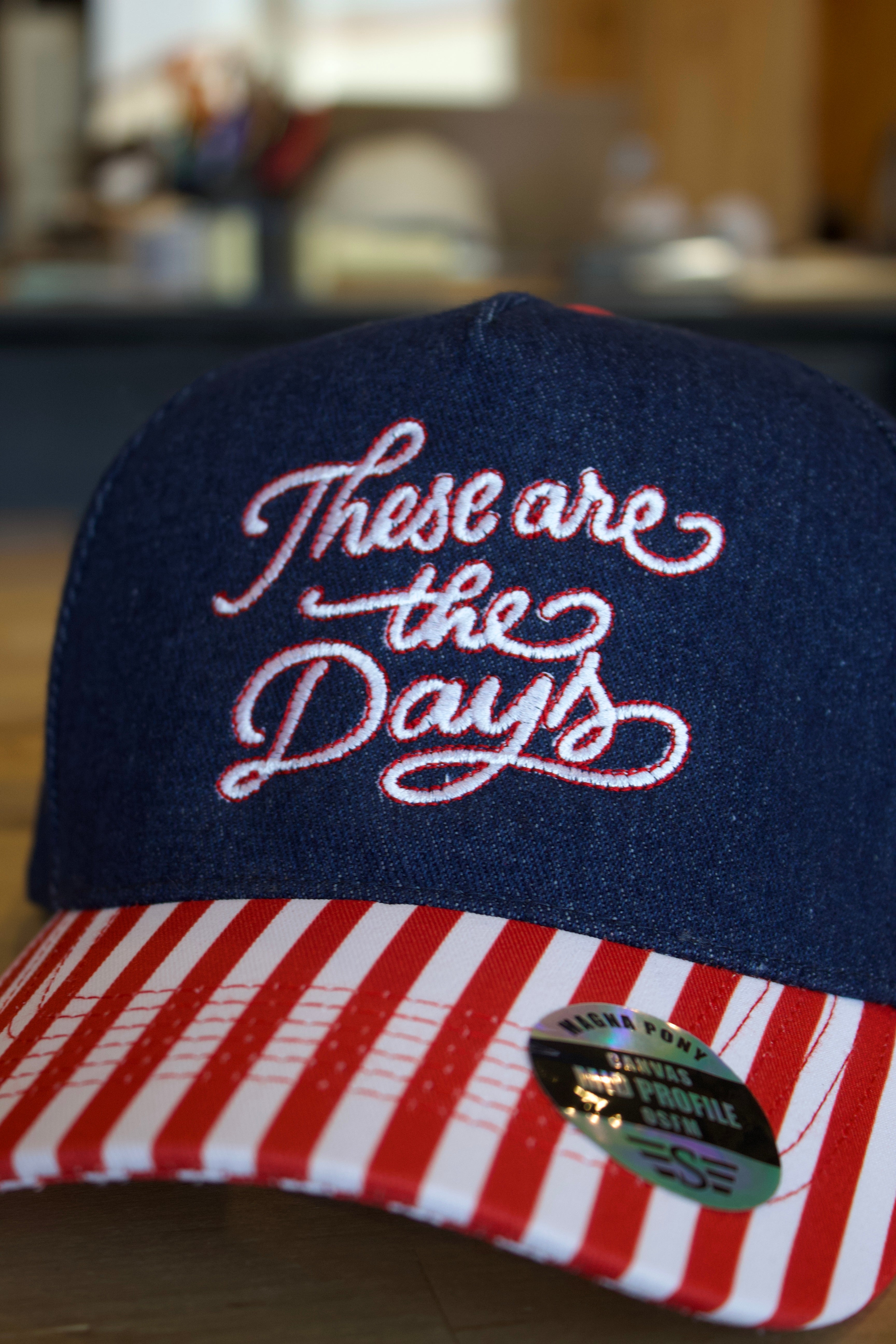 These are the days striped trucker hat