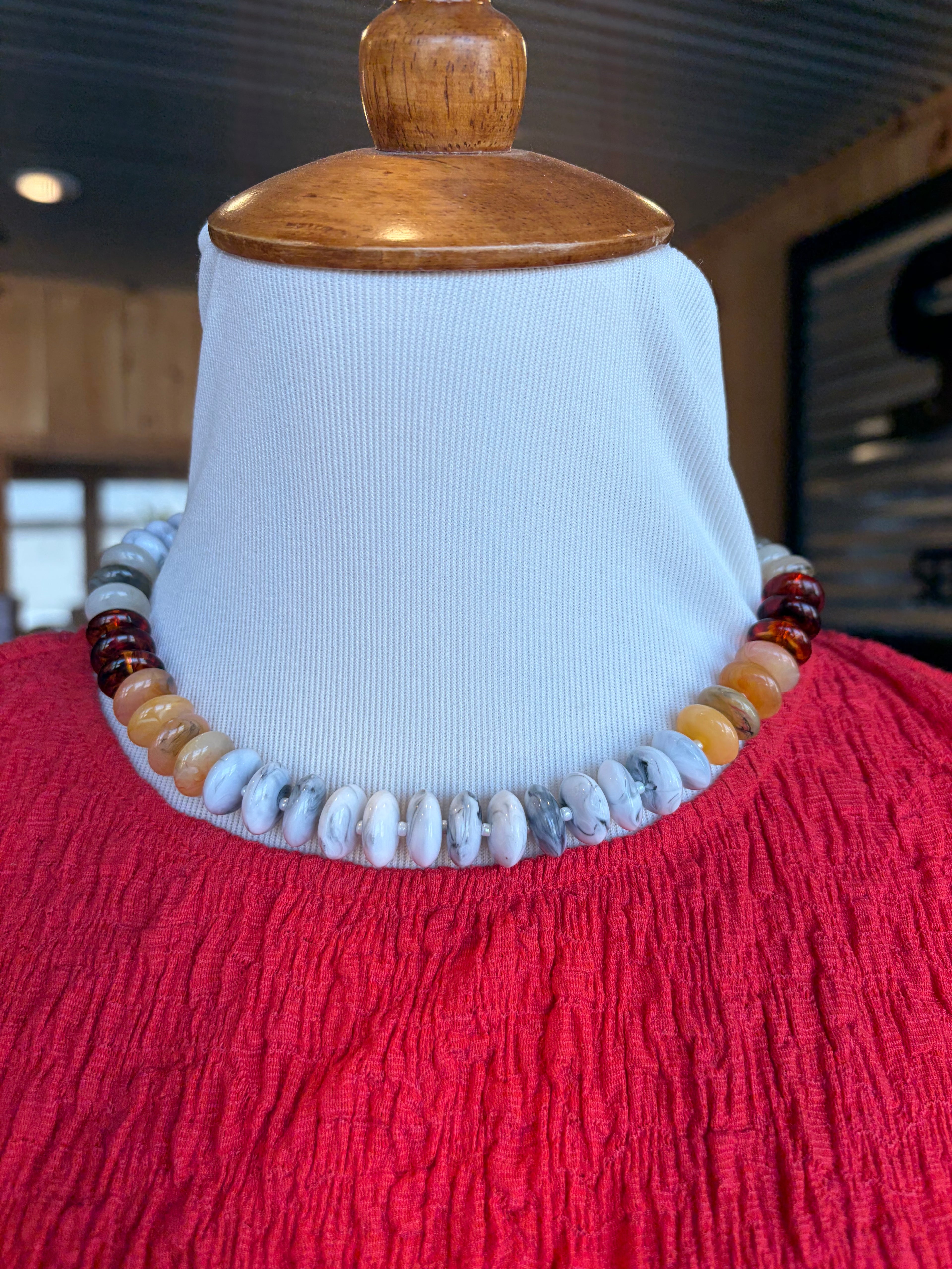 Natural Oval Beaded necklace