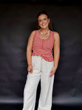 Striped Button Down Knit Tank