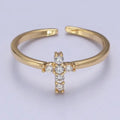 Crystal Cross Gold Ring