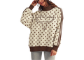 Brown Poka Dot Embroidered Mock Neck