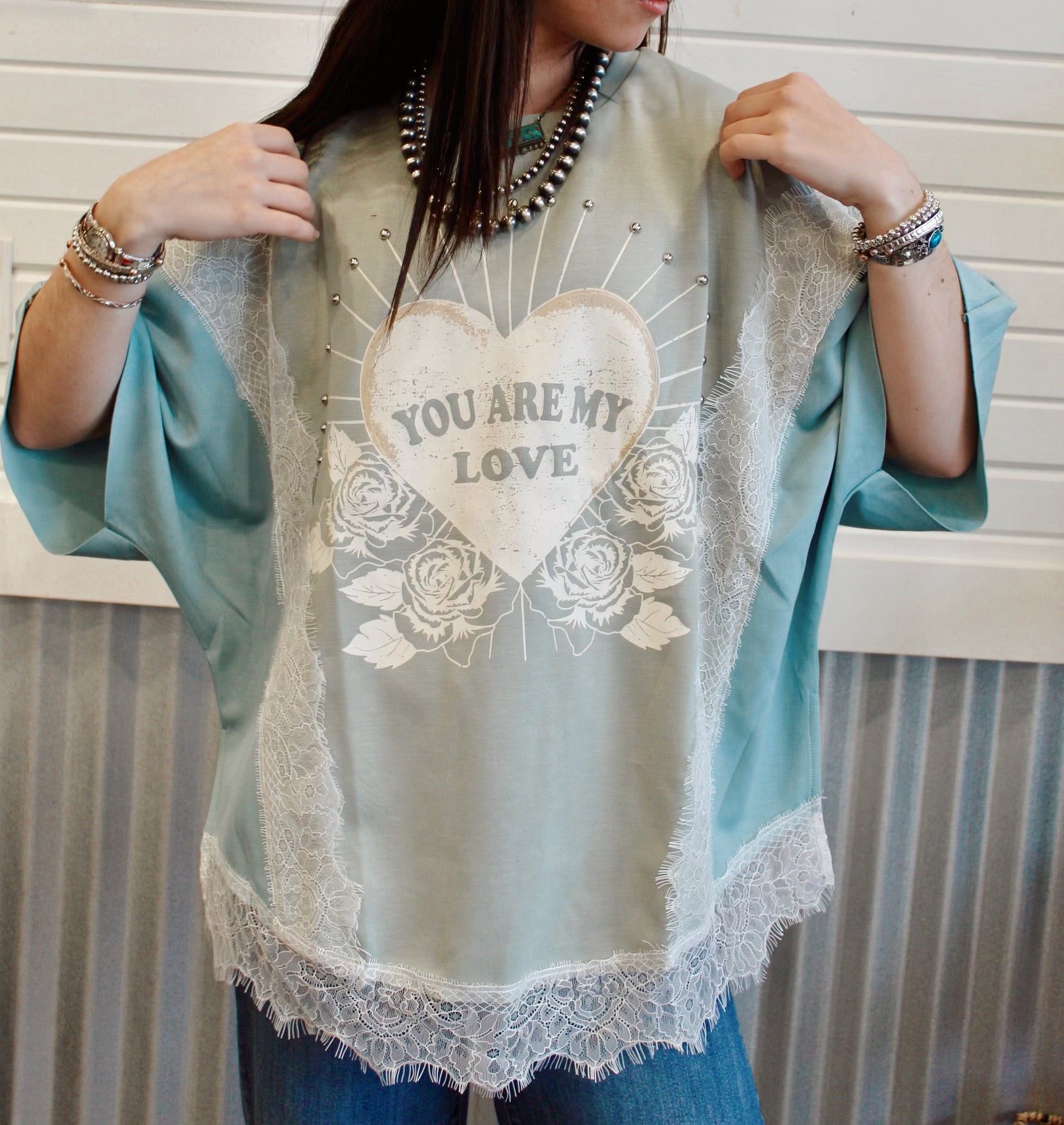 You are my love lace top oversized