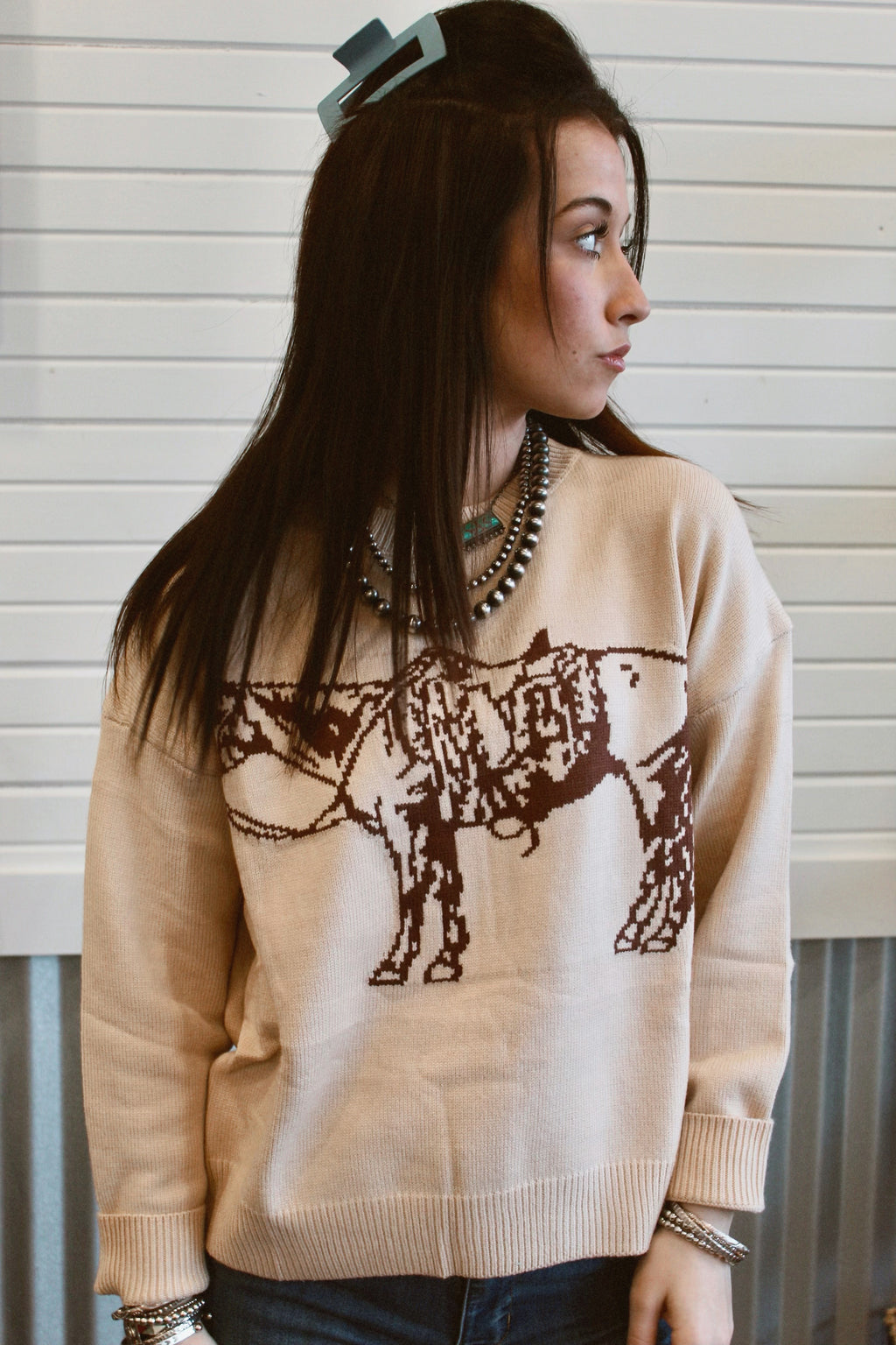 The cow pony crewneck sweater