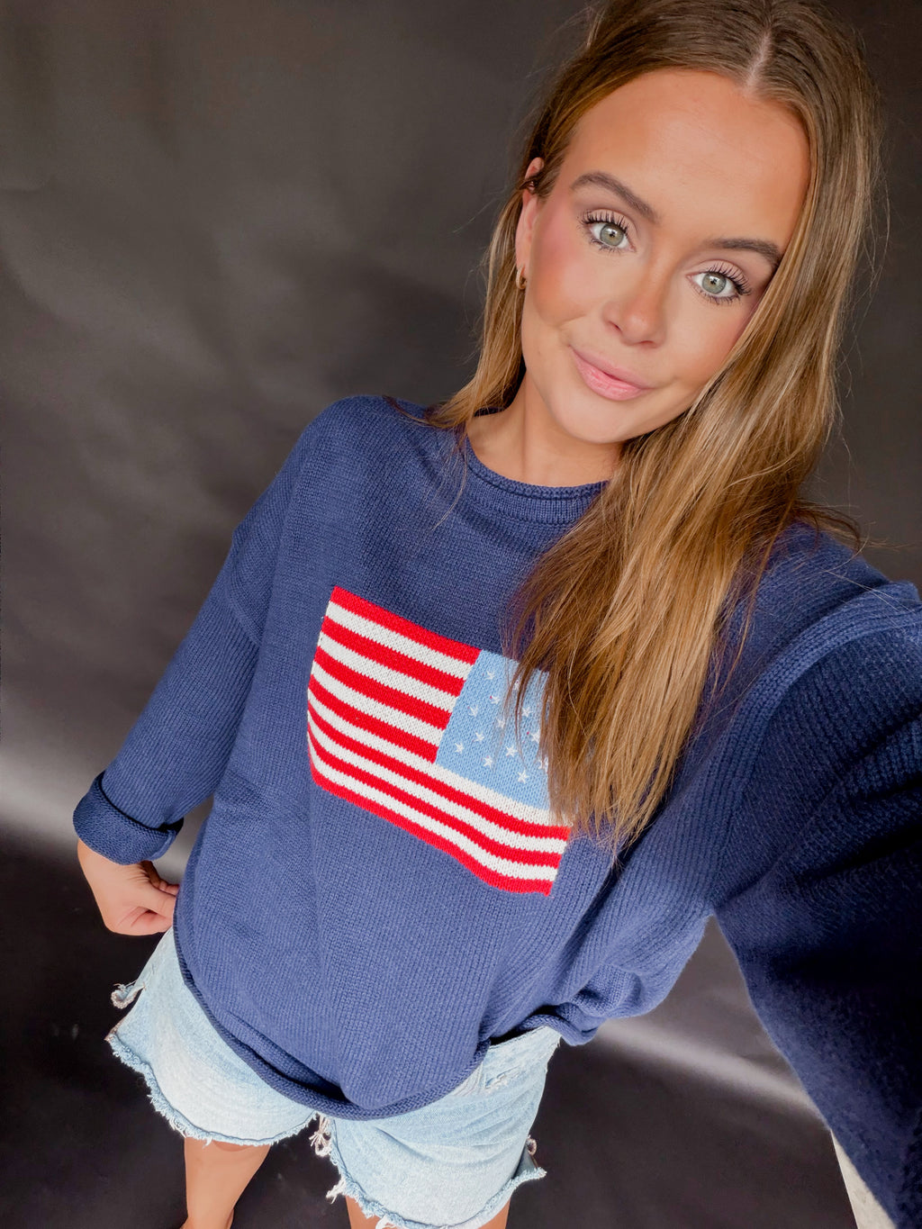 American Flag Navy Sweater