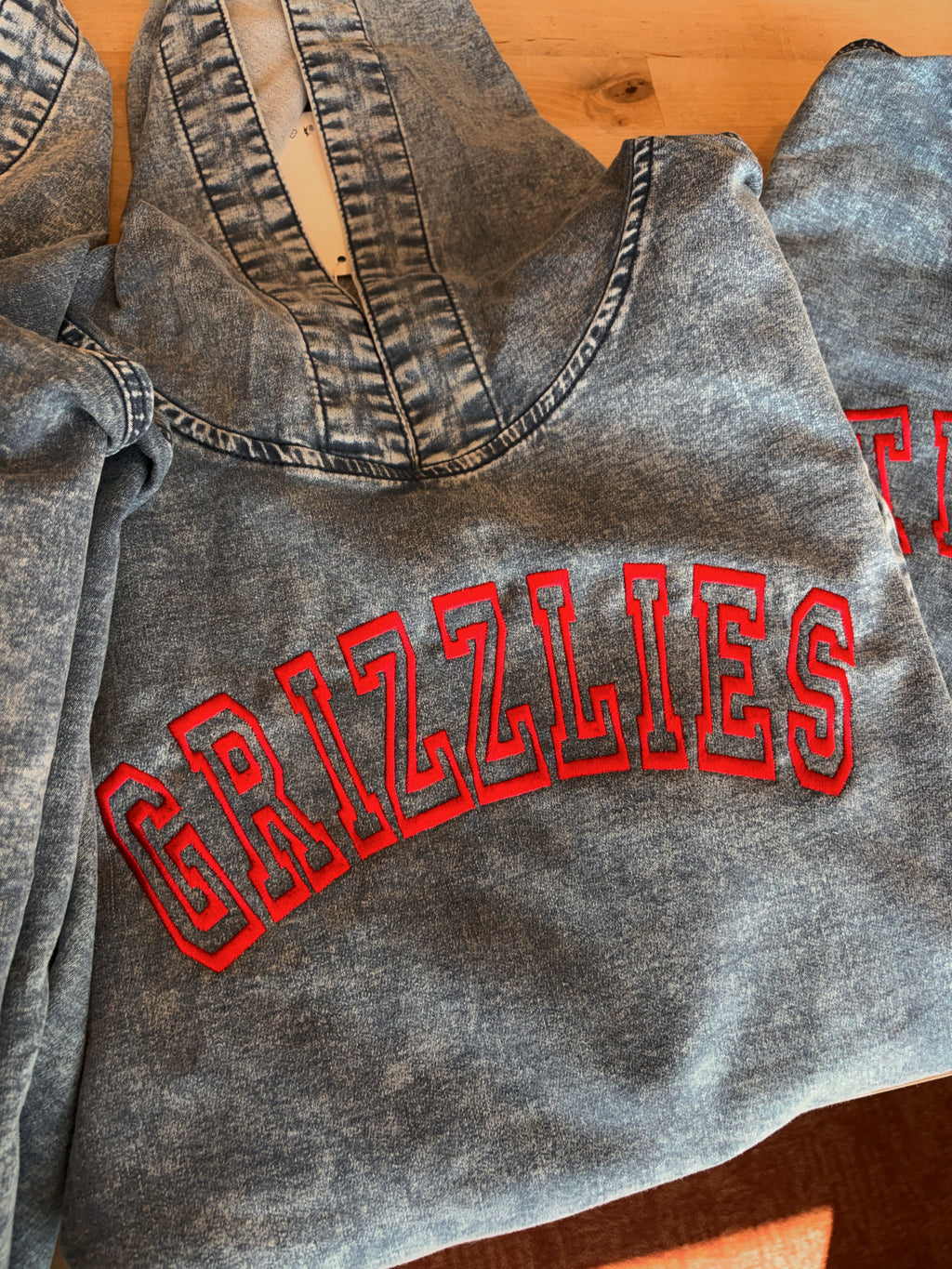 Oversized Vintage Denim Hoodie Embroidered