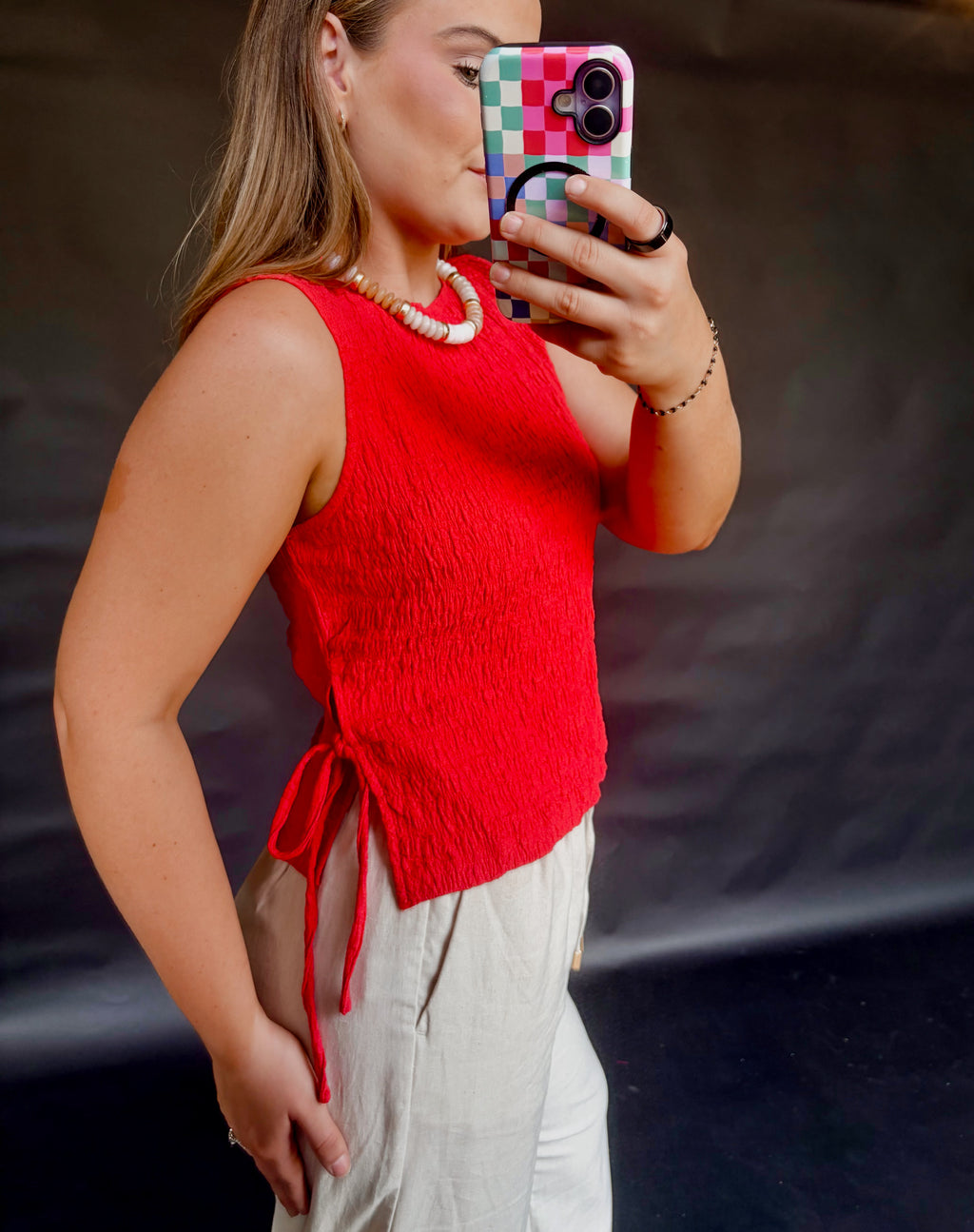 Red Textured Tank