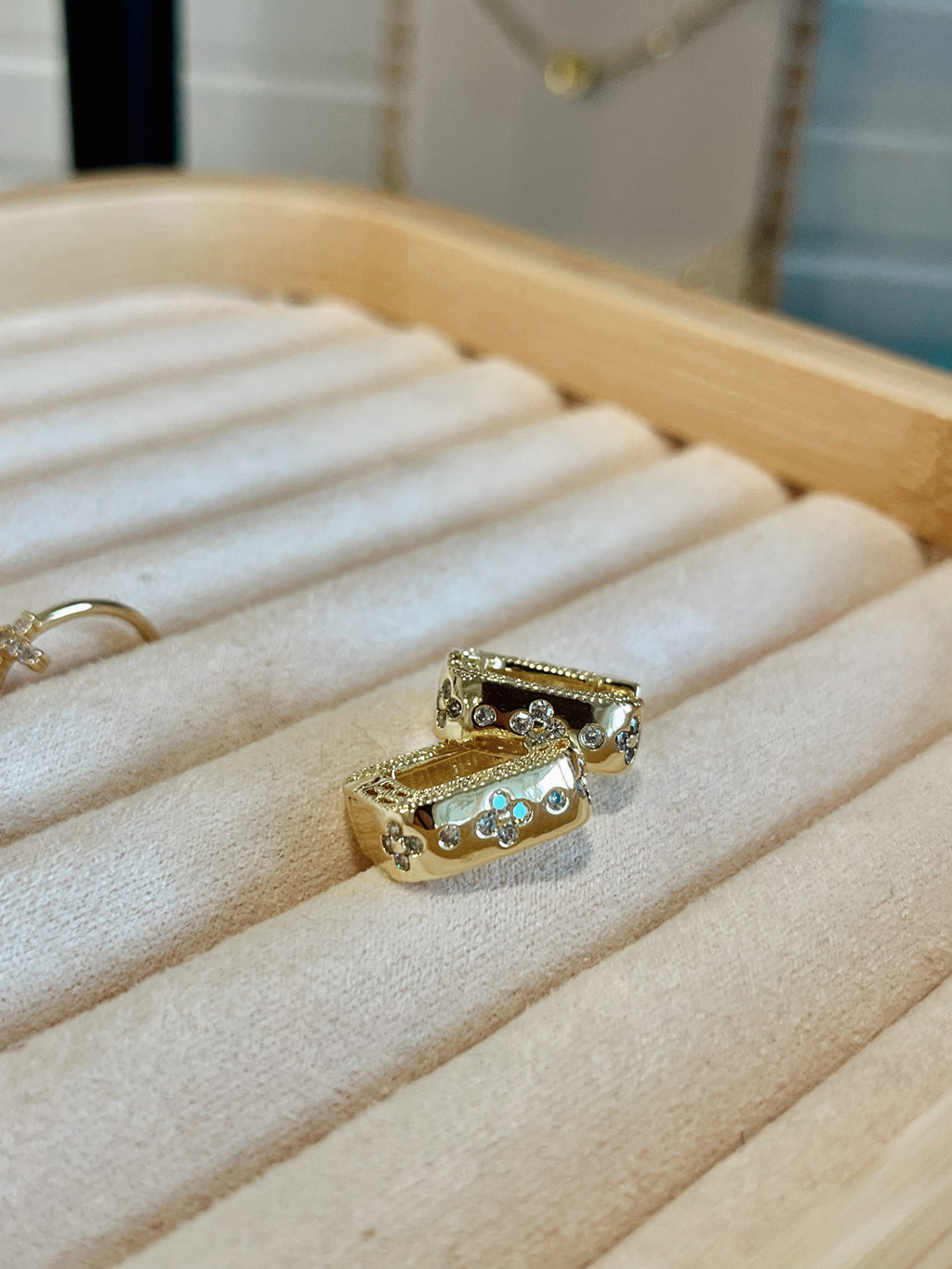 24K gold filled square Huggies hoop