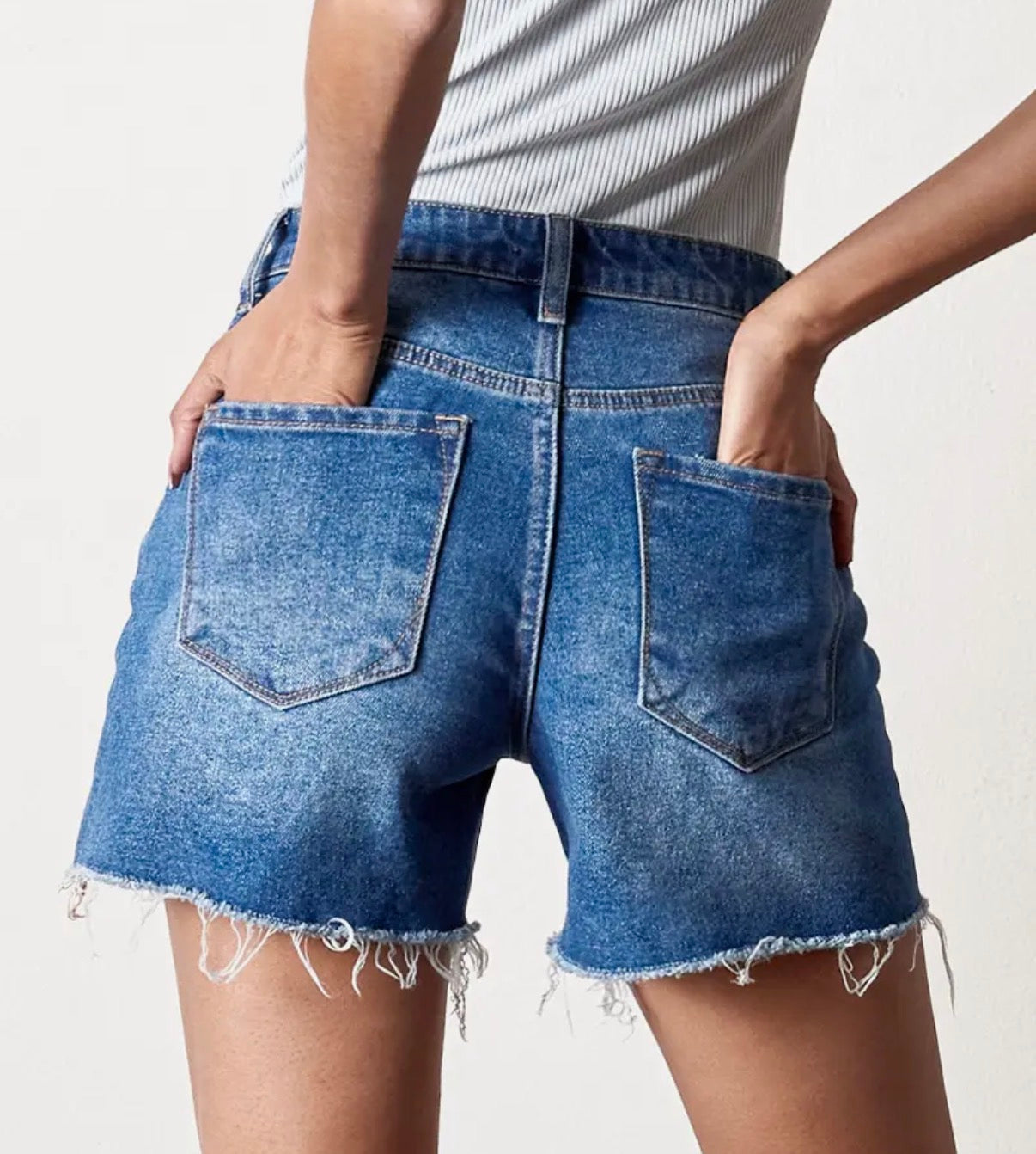High Rise Mini Stretch Denim Short