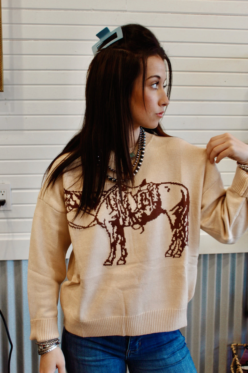 The cow pony crewneck sweater