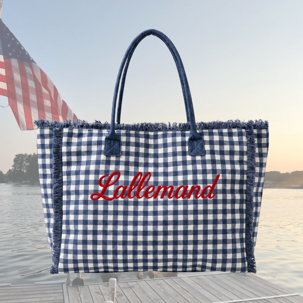 Gingham Check Terry Tote