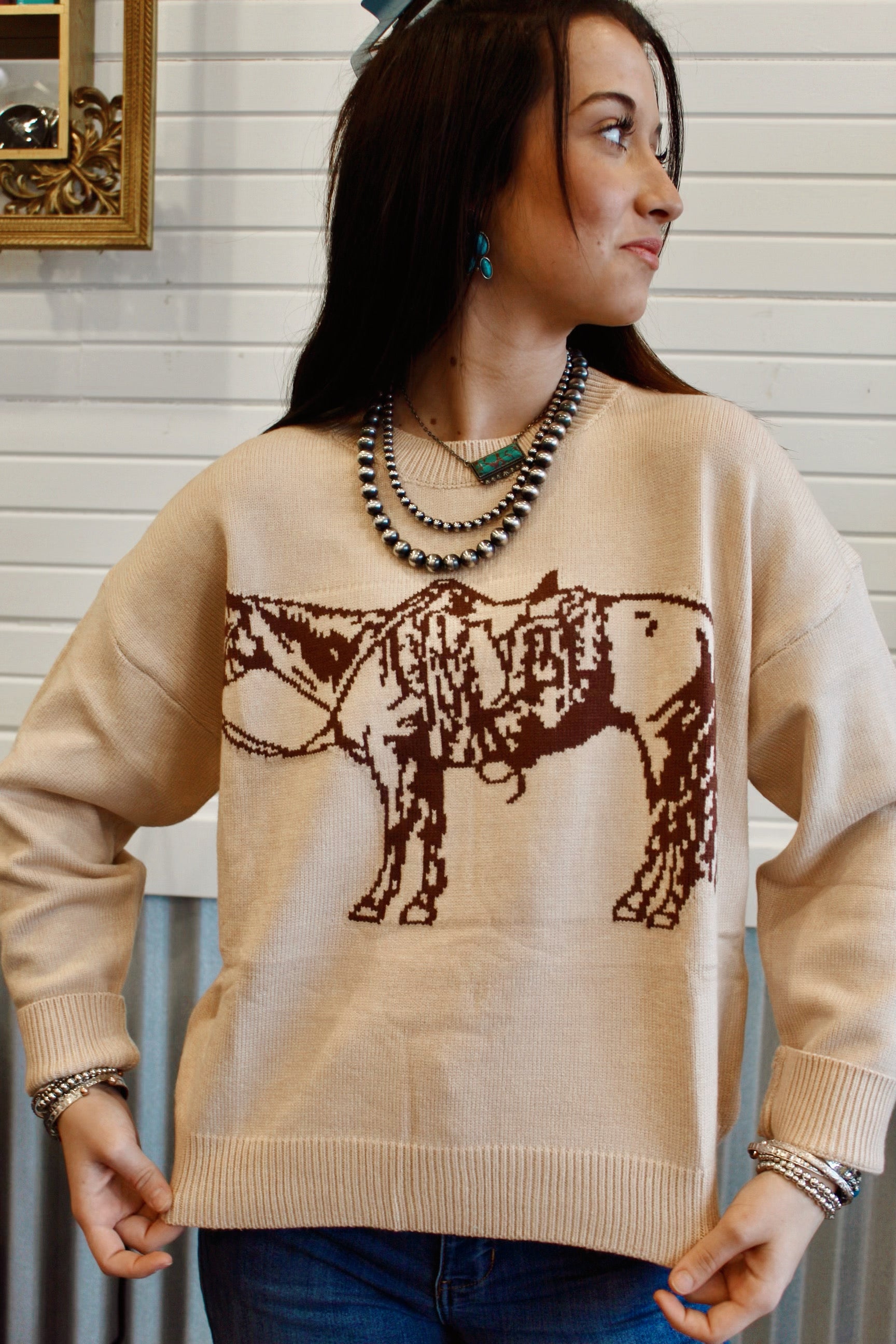 The cow pony crewneck sweater