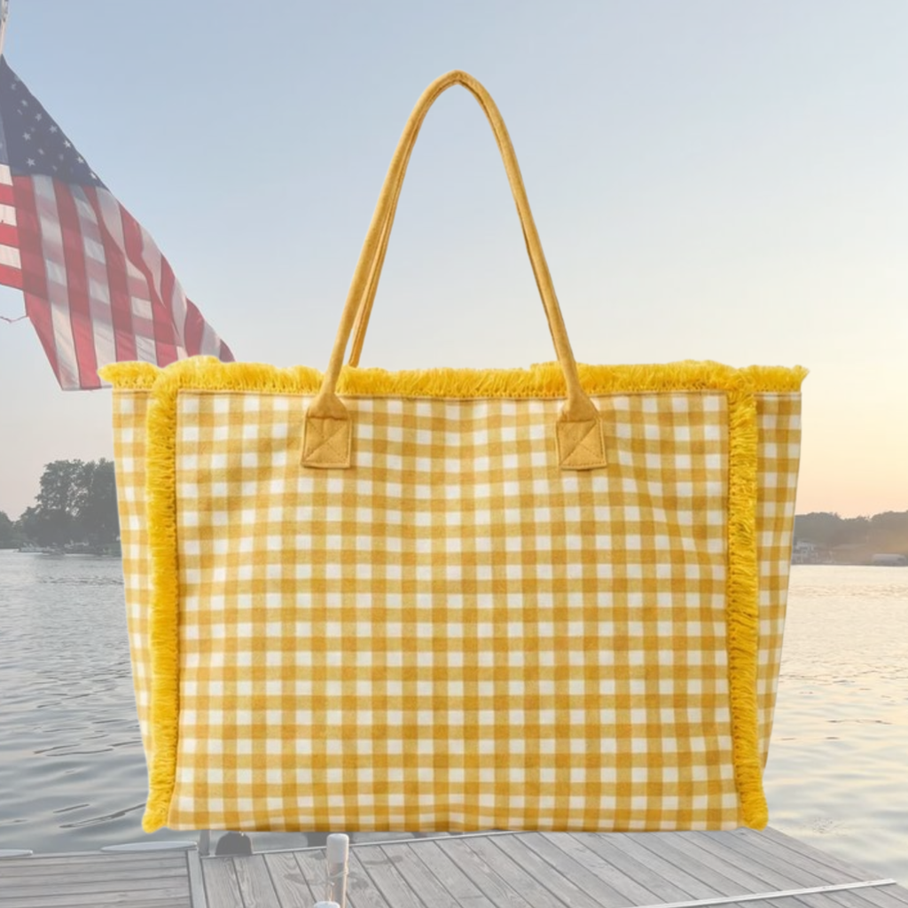 Gingham Check Terry Tote