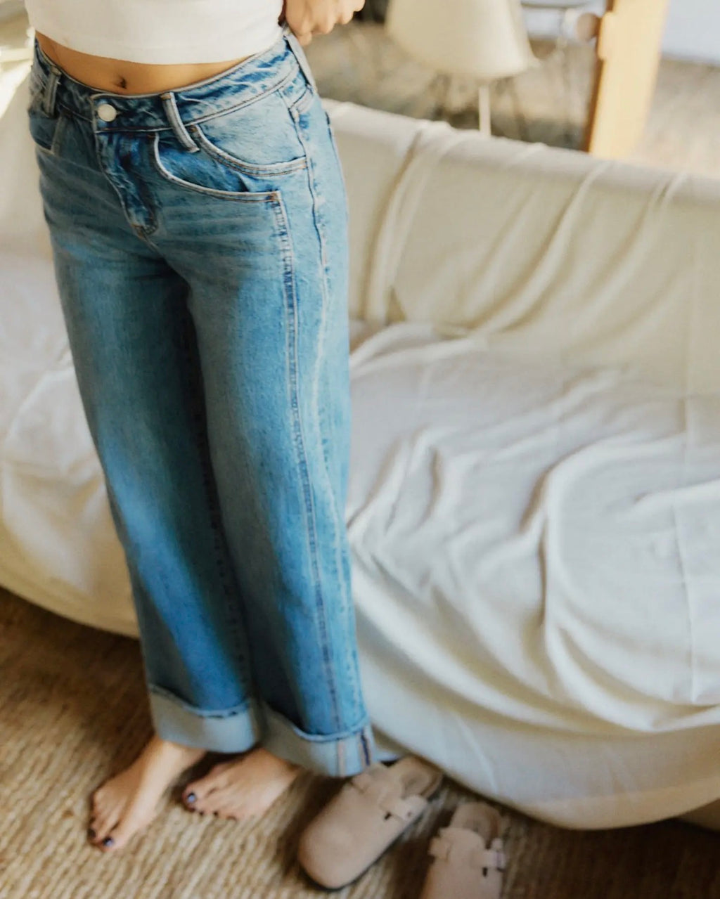 High Rise Vervet Baggy Wide Jean