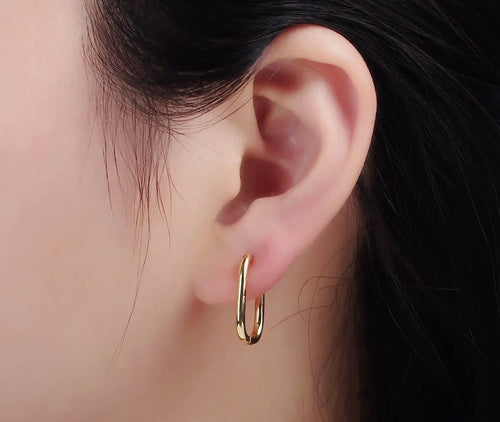 24K gold filled oblong hoop