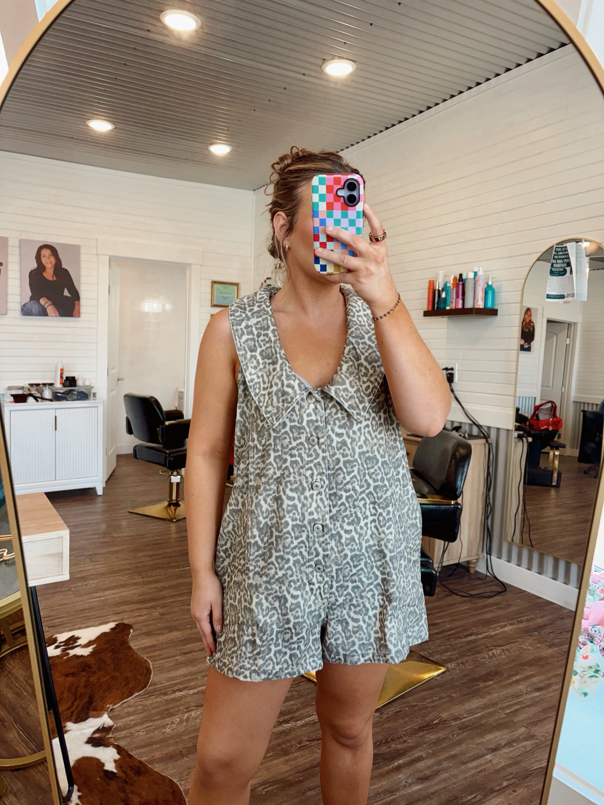 Leopard Collared Romper
