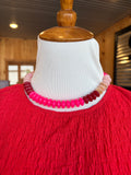 Oval Pink Ombré Necklace Chunky