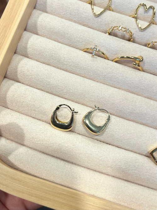 24K Gold Filled 18mm Dome Square Latch Hoop Earrings