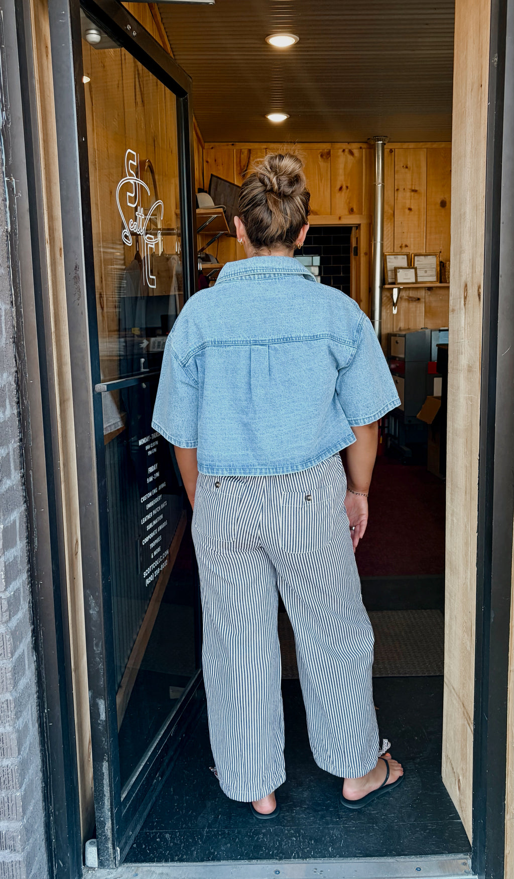 Striped Button Patched Pant