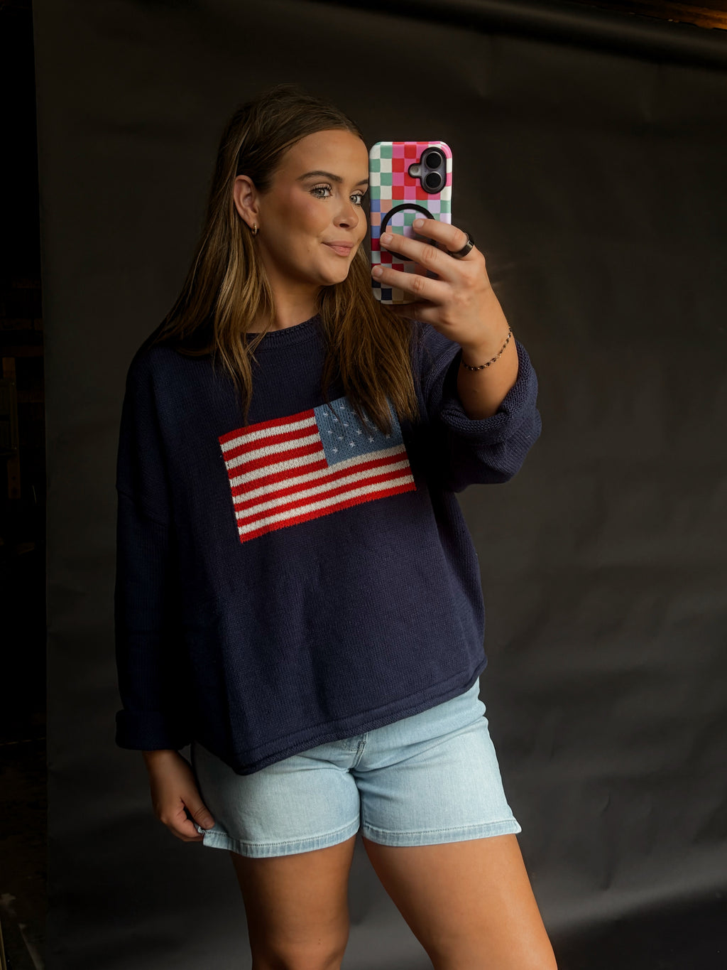 American Flag Navy Sweater