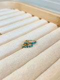 Turquoise gold Huggies hoops