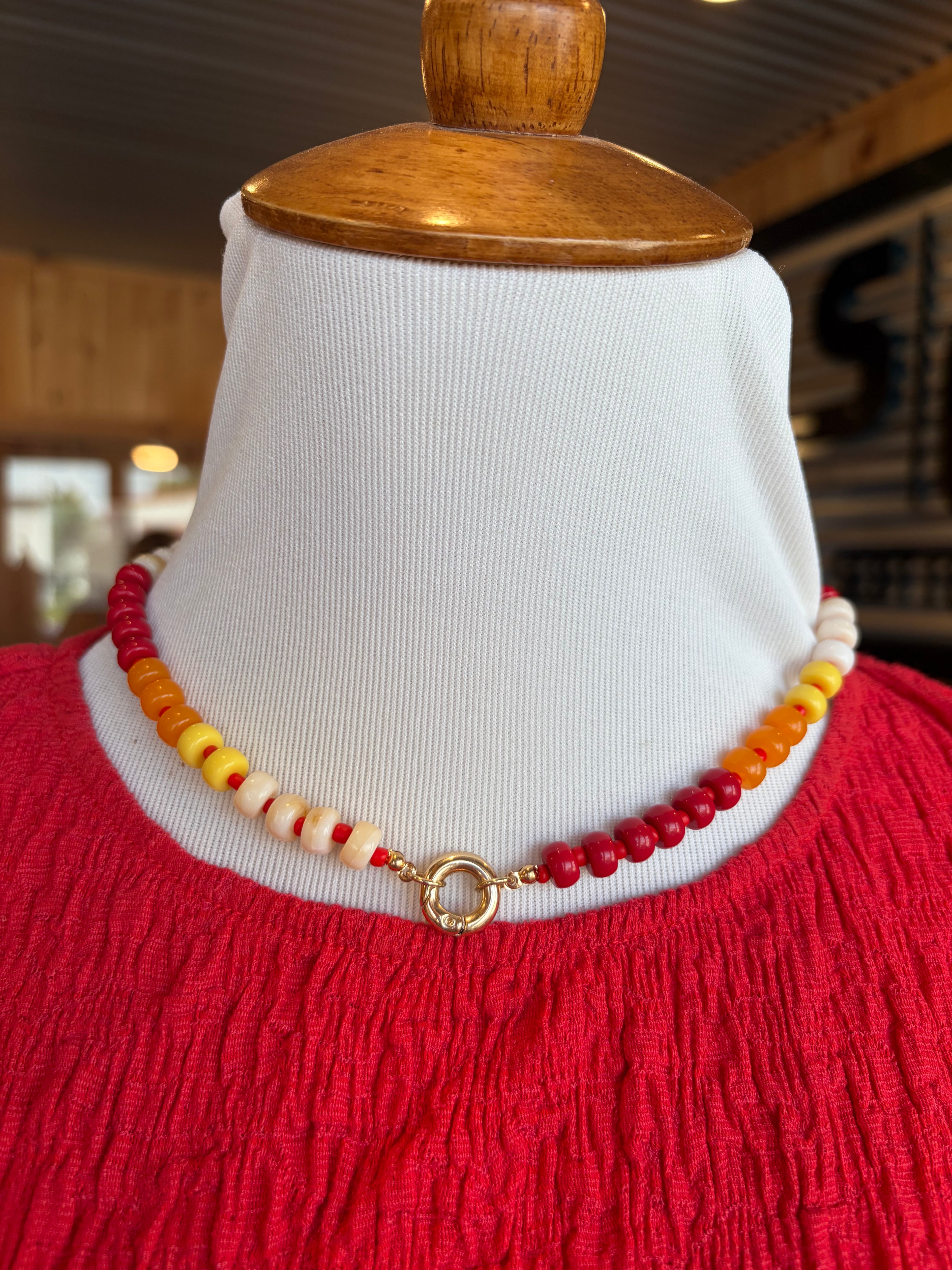 Red & Gold Beaded Necklace