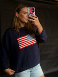 American Flag Navy Sweater