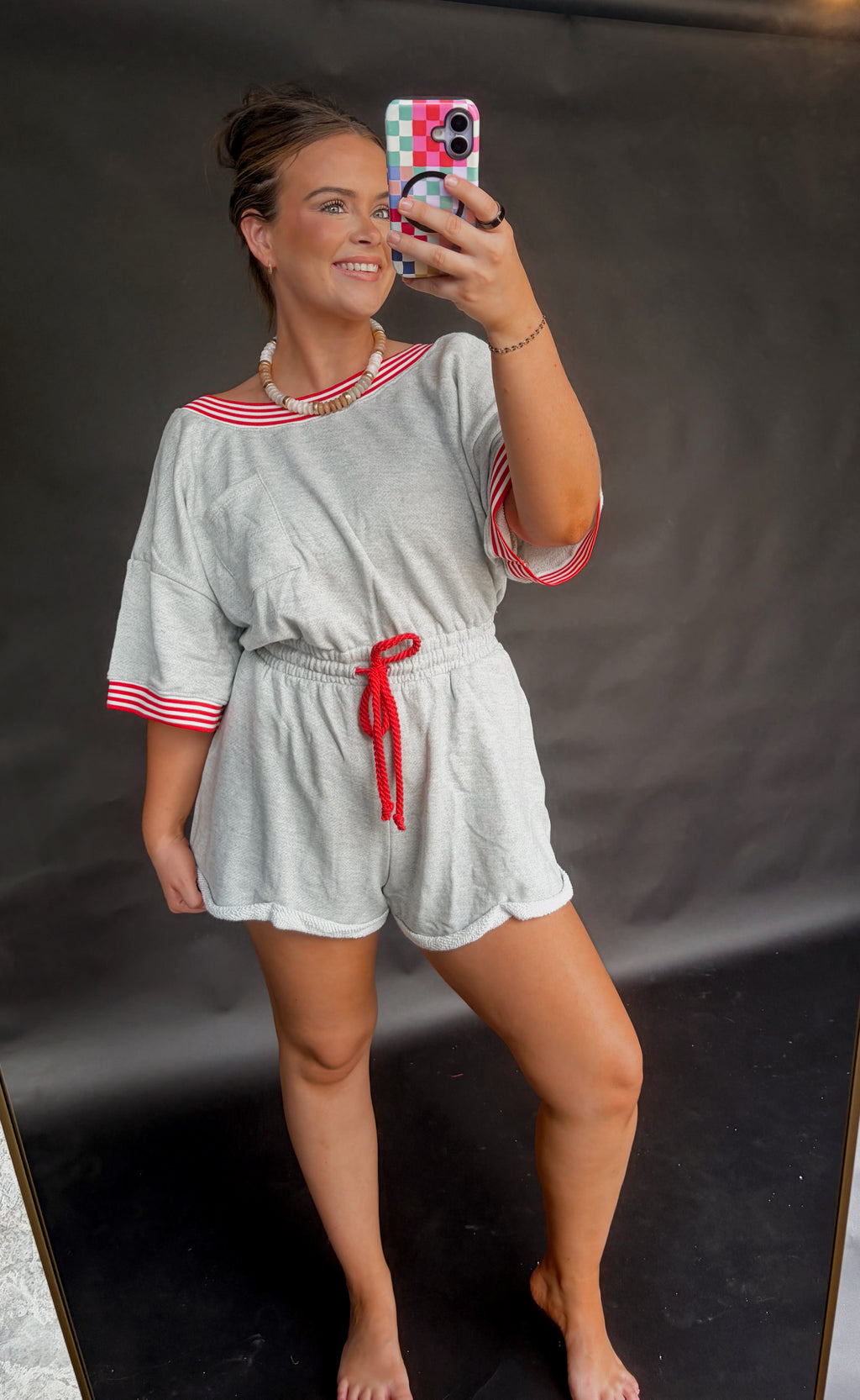 Striped Heather Grey romper