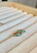 24K gold filled turquoise micro paved Huggies hoop