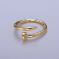 24K Gold Plated Adjustable Minimalist Nail Bent Ring